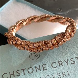Touchstone crystal Rose Gold Twist Bracelet